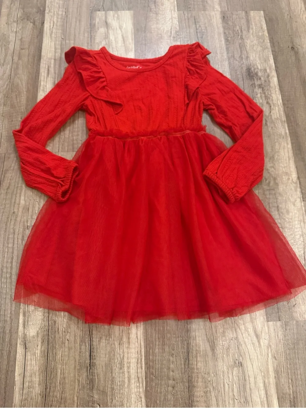 Cat & Jack Red Long-Sleeve Tulle Party Dress